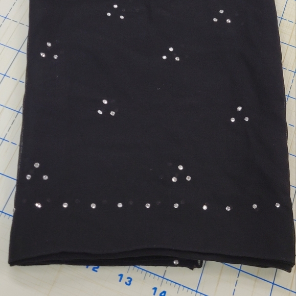 Black Sheer Rhinestone Accented 72" x 21" Scarf - Picture 1 of 5